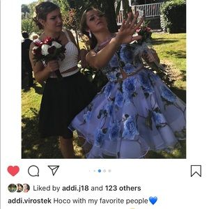 blue floral gem homecoming dress